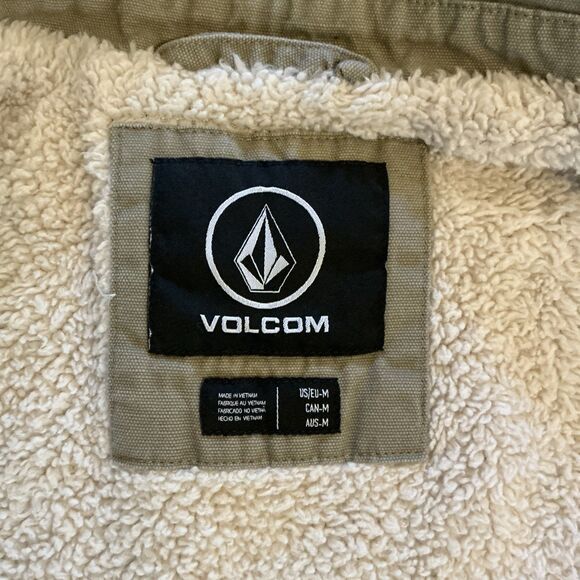 Volcom Tan Sherpa Lined Jacket Men’s‎ Size M Fleece Trucker Style “True To This" - Picture 12 of 13